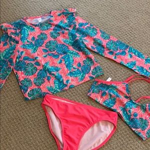 Tropical three-piece swimsuit